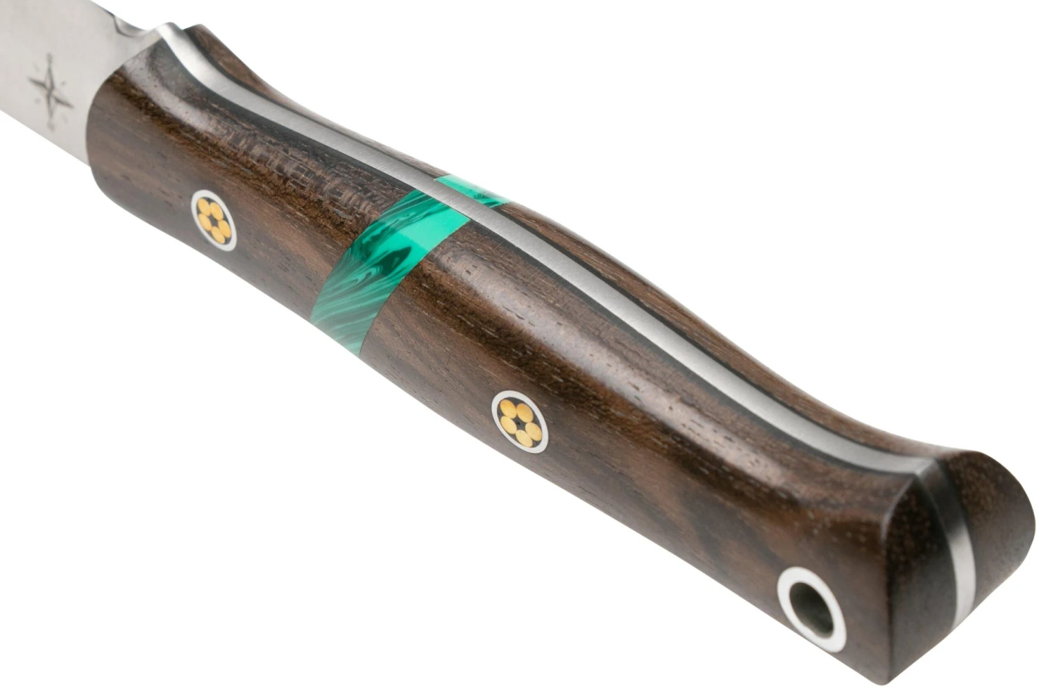 Bark River Ultra-Lite Bushcrafter CPM 3V Zericote, Jade Malachite Spacer, Black Liners, Mosaic Pins 6 Bark River Ultra-Lite Bushcrafter CPM 3V Zericote, Jade Malachite Spacer, Black Liners, Mosaic Pins - Imagen 4