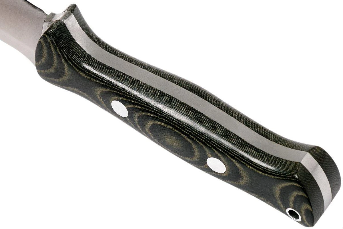 Bark River Bravo 1 A2, Black & Green Linnen Micarta, Funda Marrón 6 Bark River Bravo 1 A2, Black & Green Linnen Micarta, Funda Marrón - Imagen 4