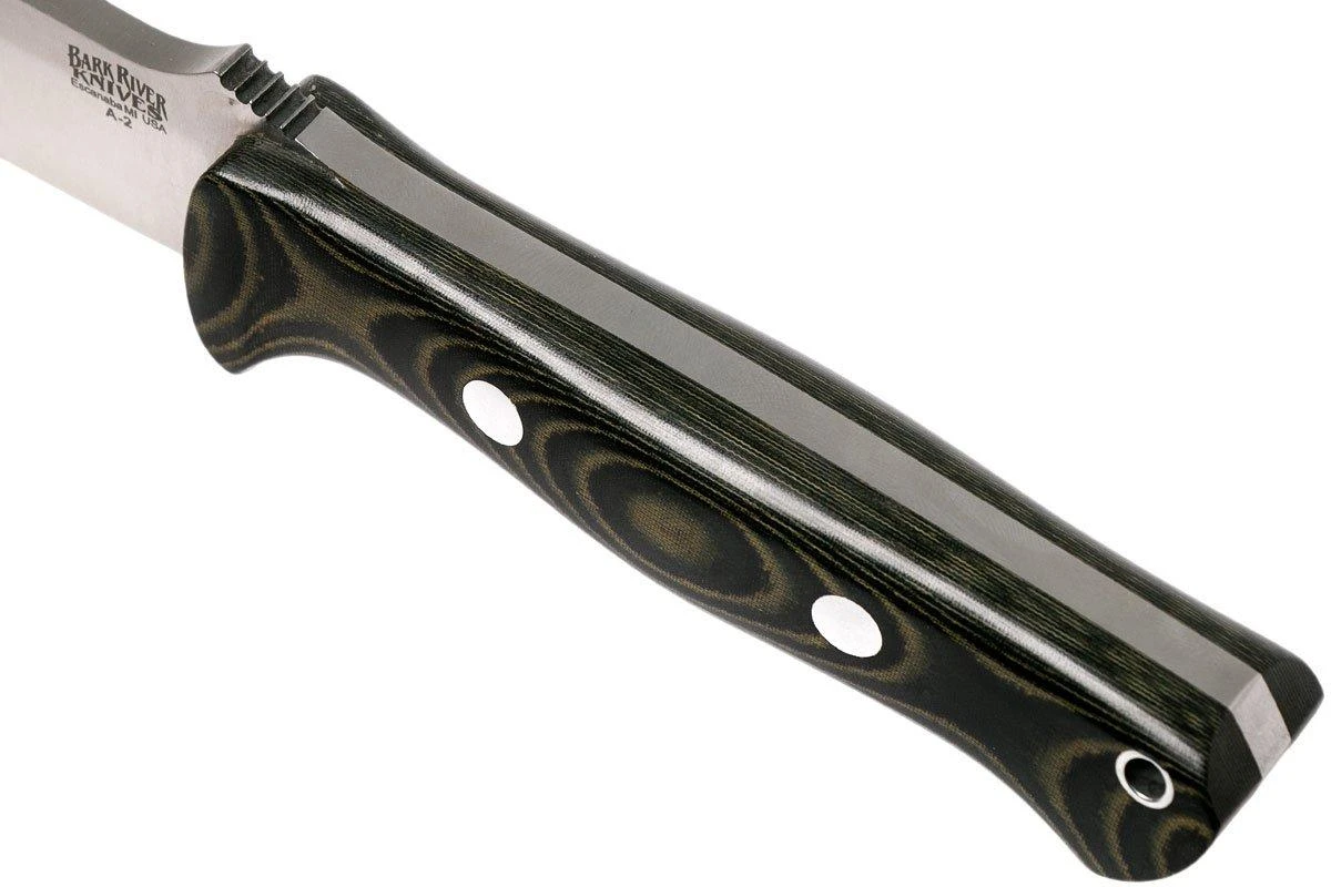 Bark River Bravo 1 A2, Black & Green Linnen Micarta, Funda Marrón 7 Bark River Bravo 1 A2, Black & Green Linnen Micarta, Funda Marrón - Imagen 5