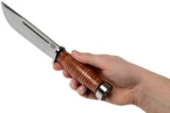 Bark River Quartermaster CPM 3V, Stacked Leather -Victorinox Ventas BRK07 229SDL 06 bark river knives