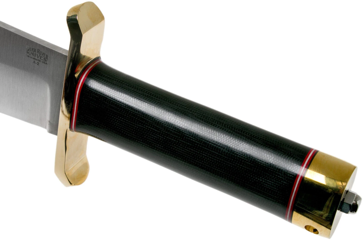 Bark River V-44 Bowie A2 Black Canvas Micarta, Brass Double Quillion, Cuchillo Bowie 7 Bark River V-44 Bowie A2 Black Canvas Micarta, Brass Double Quillion, Cuchillo Bowie - Imagen 5