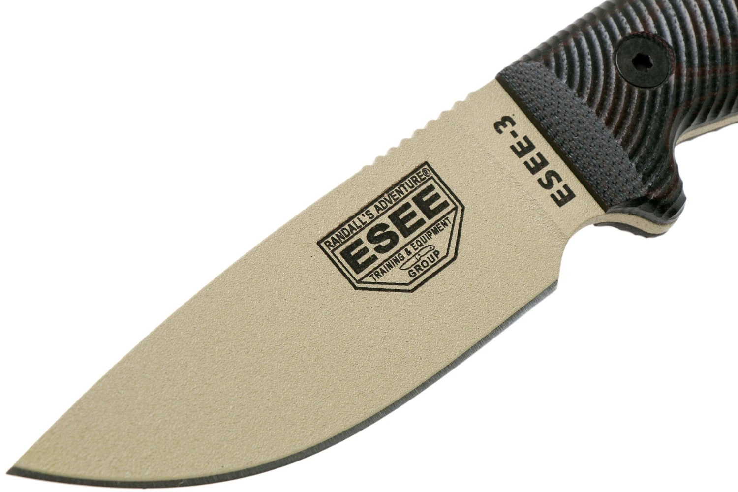 ESEE Model 3 Desert Tan Blade 3D Blood-Black G10 Cuchillo De Supervivencia 3PMDT-004 Funda Negra + Clip Para Cinturón 4 ESEE Model 3 Desert Tan Blade 3D Blood-Black G10 Cuchillo De Supervivencia 3PMDT-004 Funda Negra + Clip Para Cinturón - Imagen 2