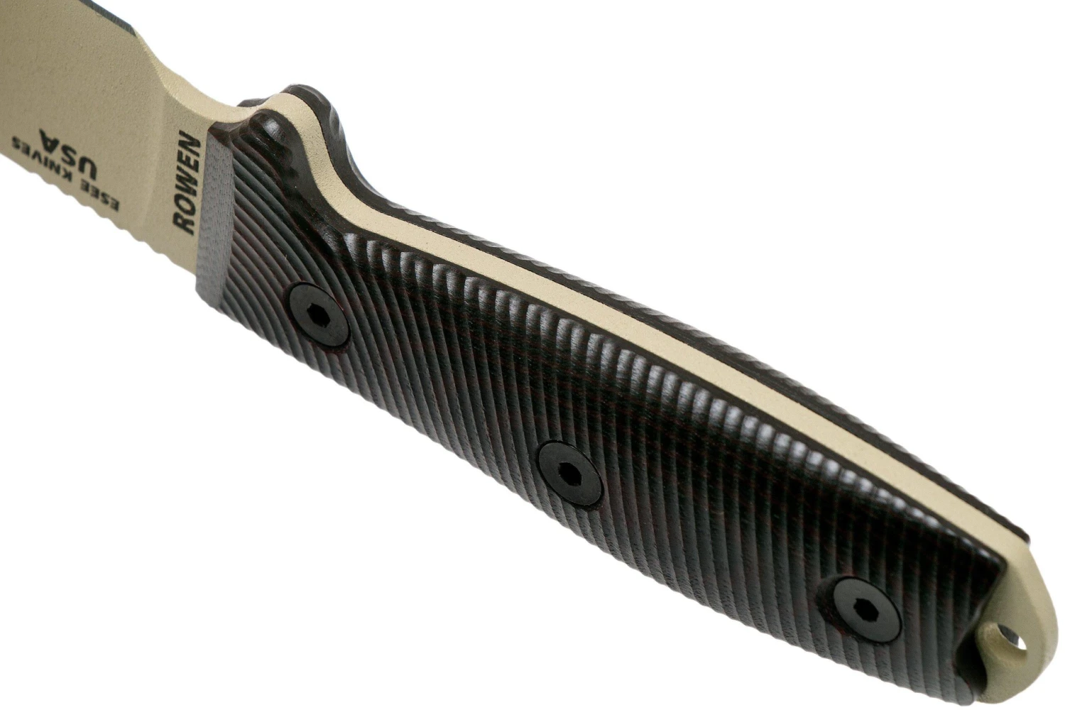 ESEE Model 3 Desert Tan Blade 3D Blood-Black G10 Cuchillo De Supervivencia 3PMDT-004 Funda Negra + Clip Para Cinturón 5 ESEE Model 3 Desert Tan Blade 3D Blood-Black G10 Cuchillo De Supervivencia 3PMDT-004 Funda Negra + Clip Para Cinturón - Imagen 3