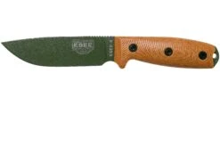 ESEE Model 4 OD Green Blade 3D Natural Canvas Micarta Cuchillo De Supervivencia 4POD-011 Funda Negra + Clip Para Cinturón