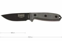 ESEE Model 3 Black Blade, Grey Handle 3P-MB-B Con Funda + Clip Y MOLLE-back