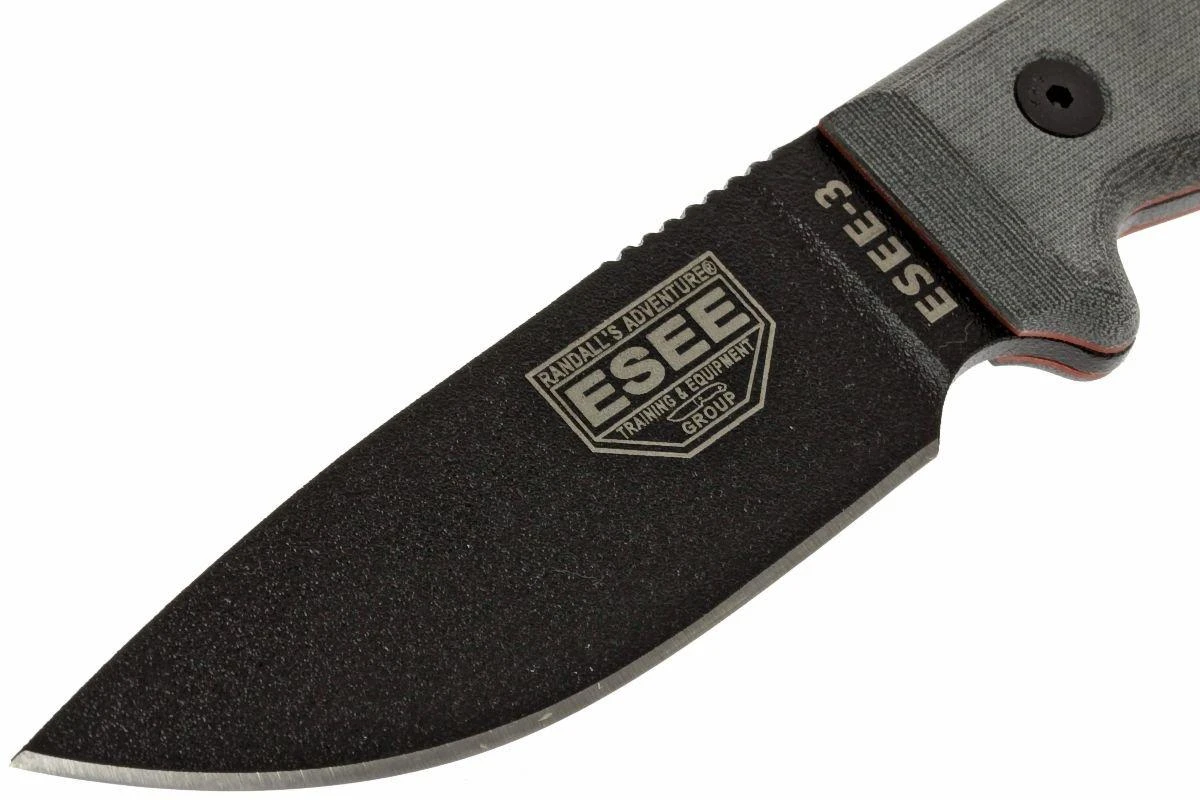 ESEE Model 3 Black Blade, Grey Handle 3P-MB-B Con Funda + Clip Y MOLLE-back 4 ESEE Model 3 Black Blade, Grey Handle 3P-MB-B Con Funda + Clip Y MOLLE-back - Imagen 2