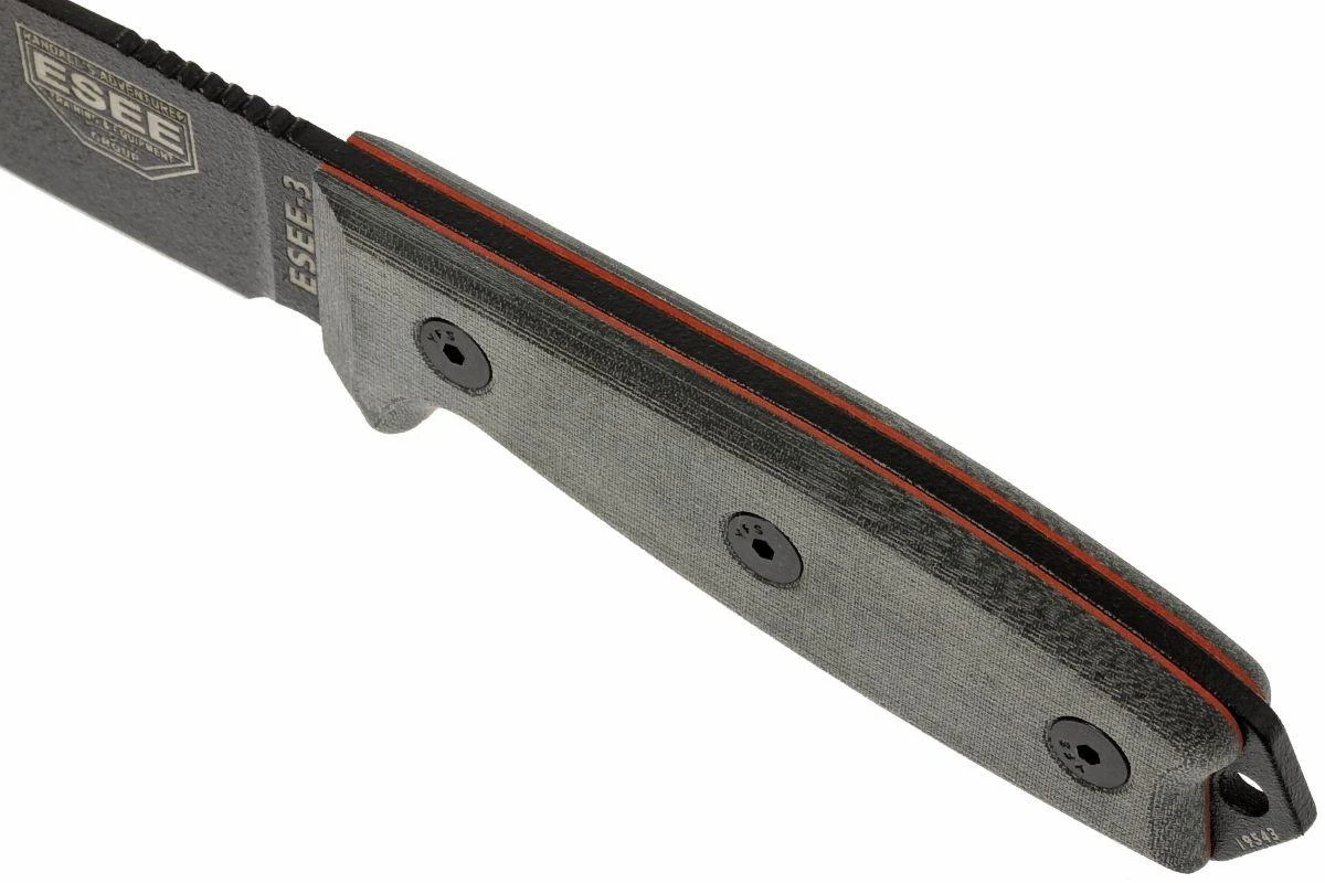 ESEE Model 3 Black Blade, Grey Handle 3P-MB-B Con Funda + Clip Y MOLLE-back 6 ESEE Model 3 Black Blade, Grey Handle 3P-MB-B Con Funda + Clip Y MOLLE-back - Imagen 4