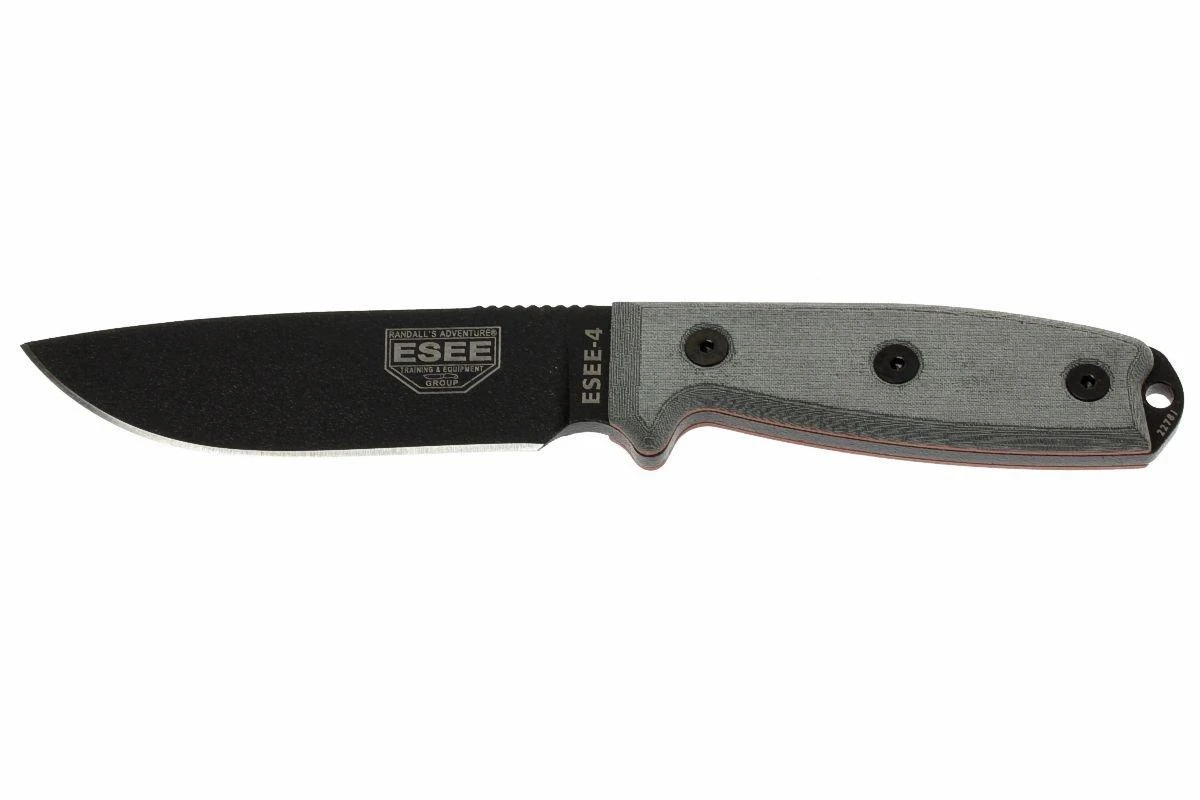 ESEE Model 4 Black Blade, Grey Handle 4P-KO Cuchillo De Supervivencia Sin Funda 3 ESEE Model 4 Black Blade, Grey Handle 4P-KO Cuchillo De Supervivencia Sin Funda