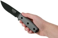 ESEE Model 4 Cuchilla Dentada, Mango Gris 4S-MB-B Con Funda Negra + Clip En MOLLE-back -Victorinox Ventas EE ESEE 4S MB B 06 esee knives