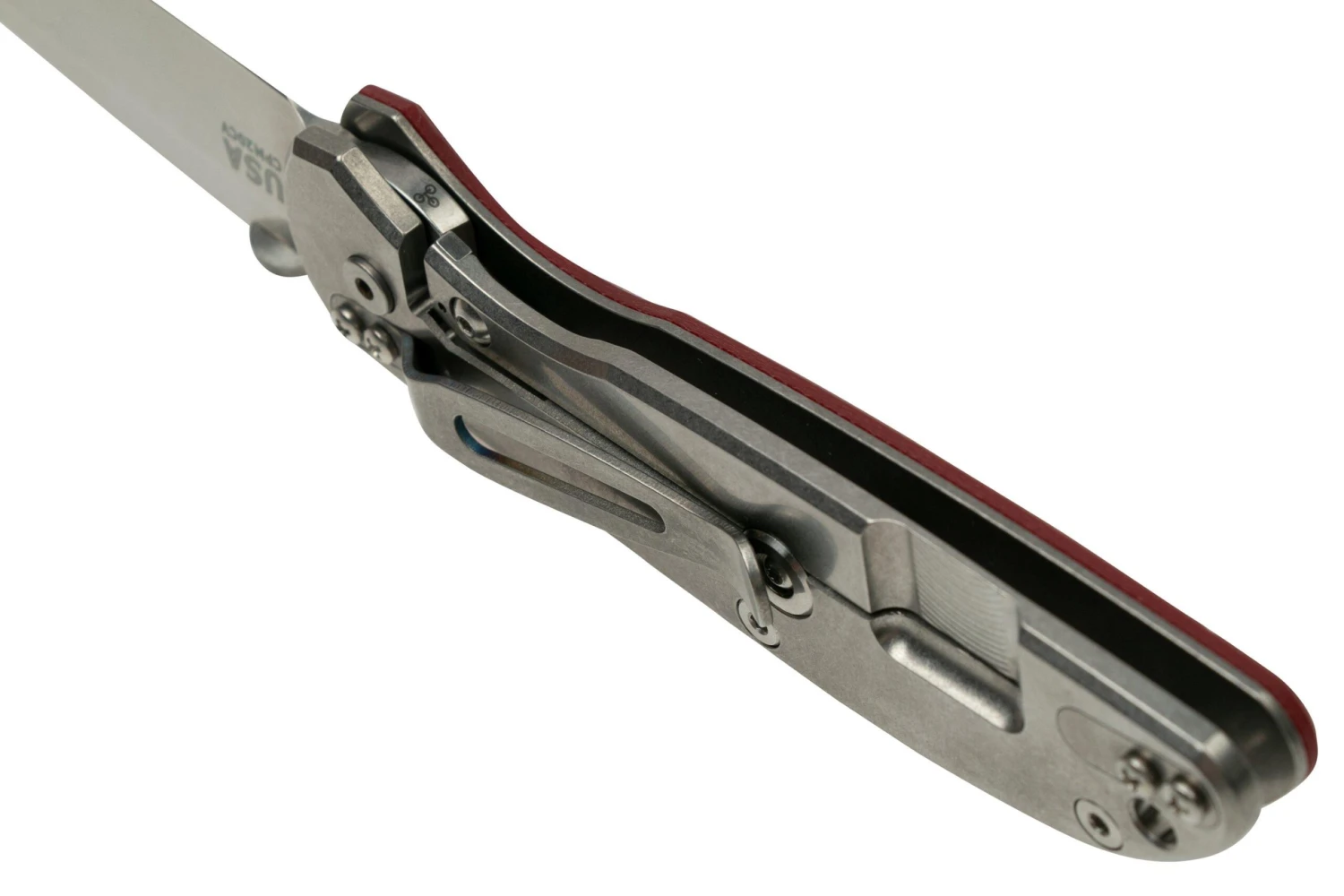 Rick Hinderer FireTac Spanto Stonewash, Red G10, Navaja 7 Rick Hinderer FireTac Spanto Stonewash, Red G10, Navaja - Imagen 5