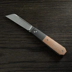 Jack Wolf Midnight Jack, Natural Canvas Micarta MIDNI-01-NAT Navaja Slipjoint