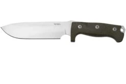 LionSteel M7 CVG Satin, Green Canvas Micarta Cuchillo Fijo, Molletta Design