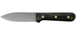 LT Wright Genesis Scandi Grind, A2, Matte Black Micarta, Leather Sheath, Cuchillo Bushcraft