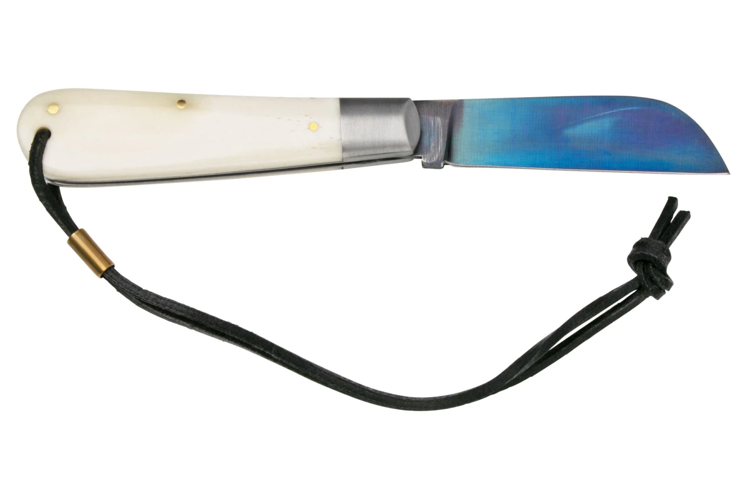 Otter Anchor Knife SET 173 KN Large Blued Carbon, Bone, Brass Anchor, Leather Strap Navaja 4 Otter Anchor Knife SET 173 KN Large Blued Carbon, Bone, Brass Anchor, Leather Strap Navaja - Imagen 2