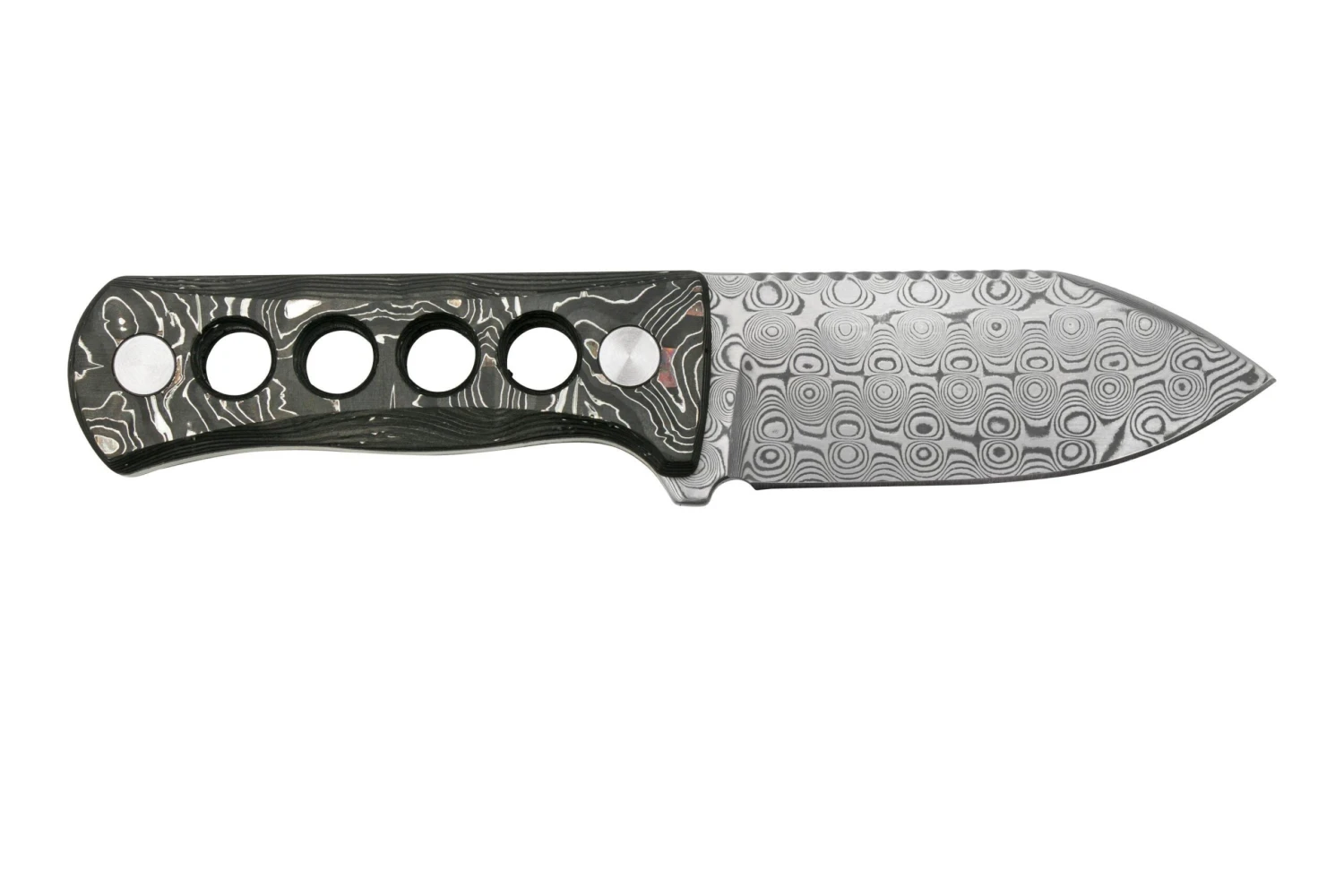 QSP Knife Canary QS141-E Damascus, Aluminium Foil Carbon Fibre, Cuchillo De Cuello 4 QSP Knife Canary QS141-E Damascus, Aluminium Foil Carbon Fibre, Cuchillo De Cuello - Imagen 2
