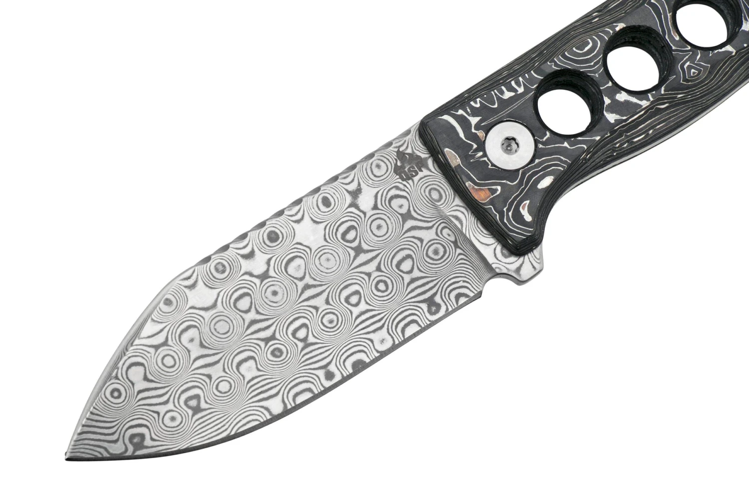 QSP Knife Canary QS141-E Damascus, Aluminium Foil Carbon Fibre, Cuchillo De Cuello 5 QSP Knife Canary QS141-E Damascus, Aluminium Foil Carbon Fibre, Cuchillo De Cuello - Imagen 3