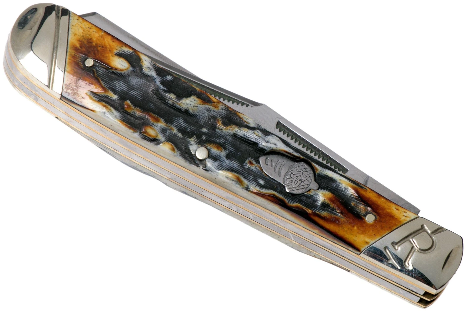 Rough Ryder Trapper Cinnamon Stag RR2155 Damascus Navaja Slipjoint 6 Rough Ryder Trapper Cinnamon Stag RR2155 Damascus Navaja Slipjoint - Imagen 4