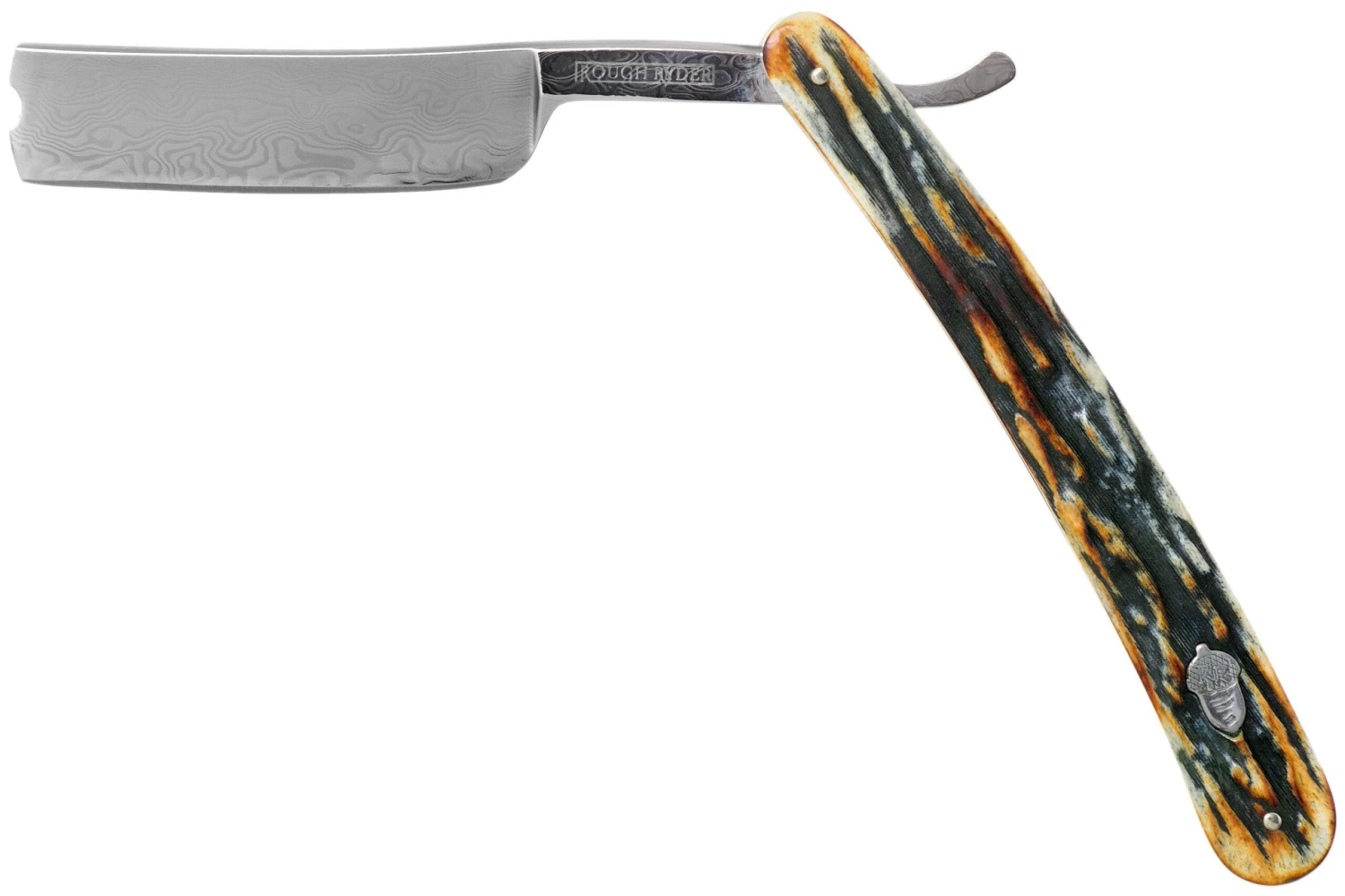 Rough Ryder Folding Razor Cinnamon Stag RR2159 Damascus Navaja De Afeitar 3 Rough Ryder Folding Razor Cinnamon Stag RR2159 Damascus Navaja De Afeitar