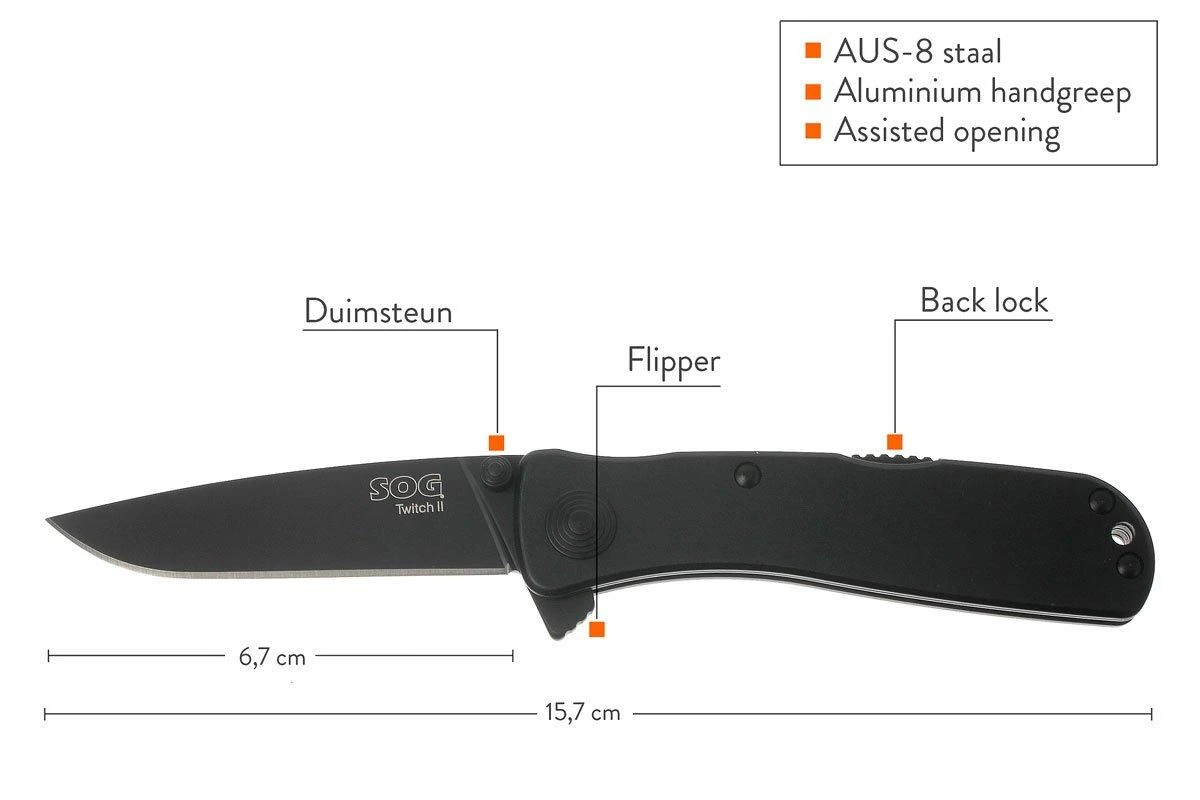 SOG Twitch II WI-12 Black, Navaja 4 SOG Twitch II WI-12 Black, Navaja - Imagen 2