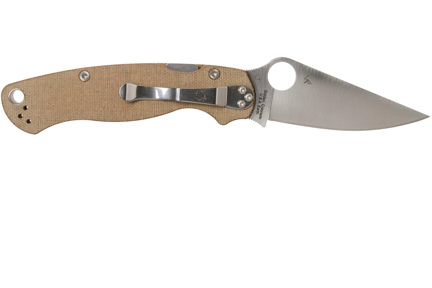 Spyderco C81MPCW2 Paramilitary 2 Brown Canvas Micarta CruWear Navaja 4 Spyderco C81MPCW2 Paramilitary 2 Brown Canvas Micarta CruWear Navaja - Imagen 2