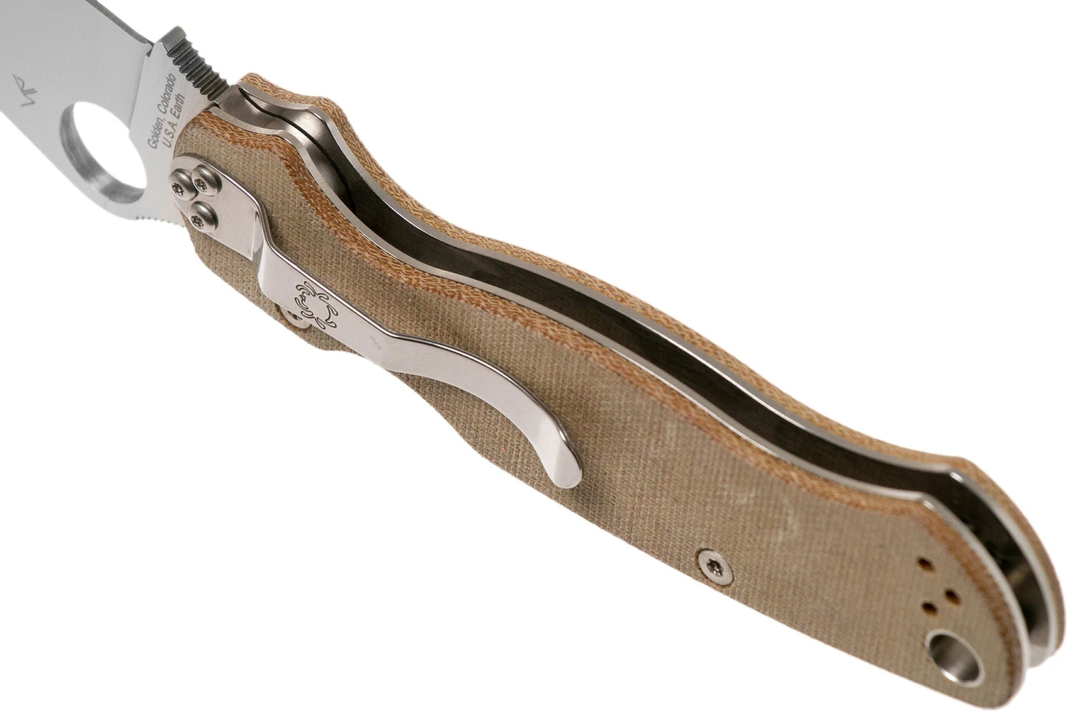 Spyderco C81MPCW2 Paramilitary 2 Brown Canvas Micarta CruWear Navaja 7 Spyderco C81MPCW2 Paramilitary 2 Brown Canvas Micarta CruWear Navaja - Imagen 5